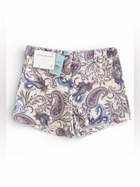LOFT NWT Riviera Shorts Paisley Print Size 4 Petite Cotton Stretch Summer Resort